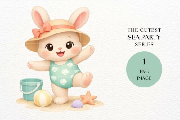 Add a Splash of Summer Joy with Cute Beach Bunny Clipart