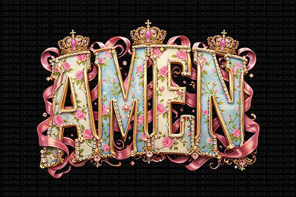 AMEN Christian Floral PNG: Faith Meets Artistic Elegance