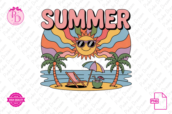 Boho Retro Summer Beach PNG: Your Go-To Design Asset