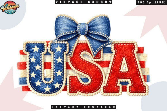 Celebrate with Style: 4th of July USA Patch Crochet Yarn PNG