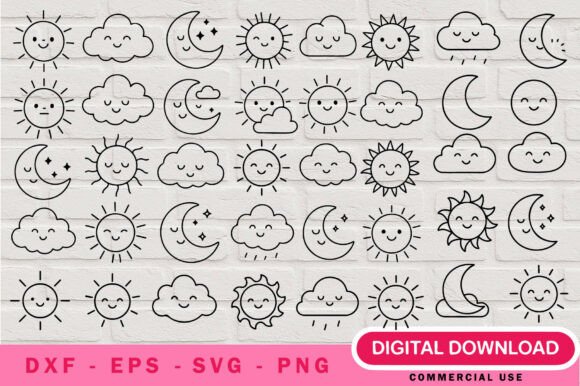 Celestial Craft Projects with Sun, Moon & Clouds SVGs