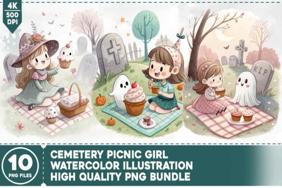 Cemetery Picnic Girl PNG Bundle: A Creative Asset for Edgy Branding