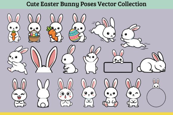 Cute Easter Bunny Poses: Your Go-To Vector Collection