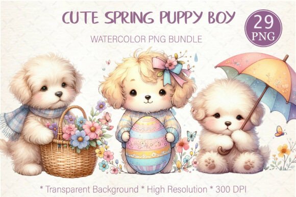 Cute Spring Puppy Boy Bundle: Adorable Designs for Your Projects