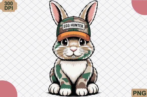 Egg Hunter, Camo Bunny Easter PNG: Blending Rustic Charm with Festive Fun