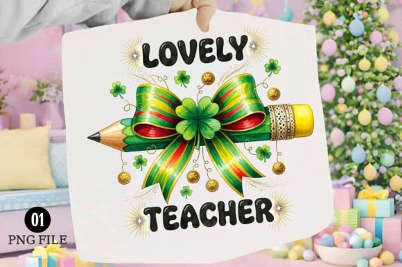 Lovely Teacher St Patrick’s Day Pencil: Festive Design Asset
