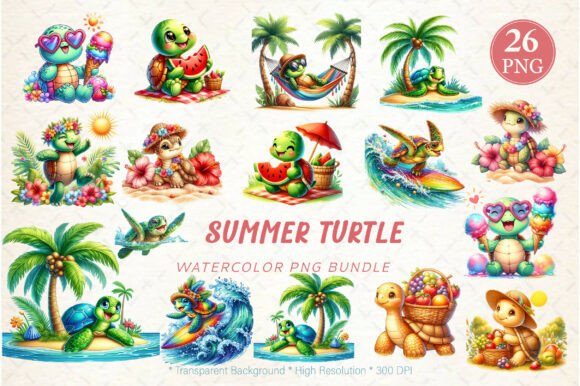 Summer Turtle Clipart: Versatile Designs for Your Next Project