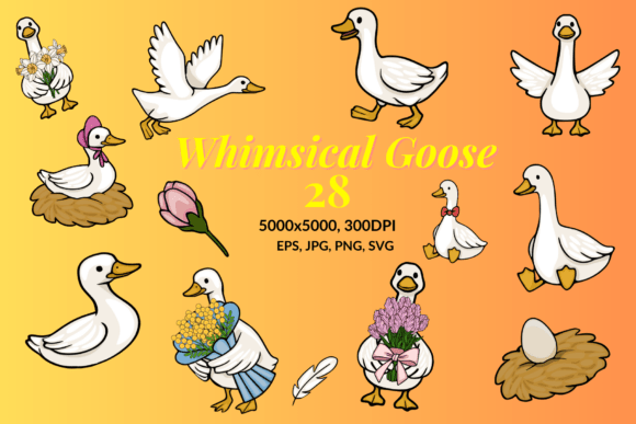 Whimsical Goose Clipart: Countryside Charm for Your Projects
