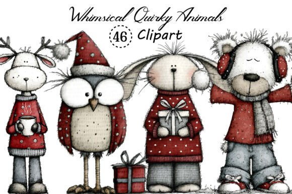 Whimsical Quirky Animals Clipart Bundle: A Designer's Toolkit for Playful Branding