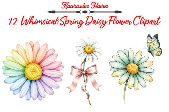 Whimsical Spring Daisy Flower Clipart for Creative Projects