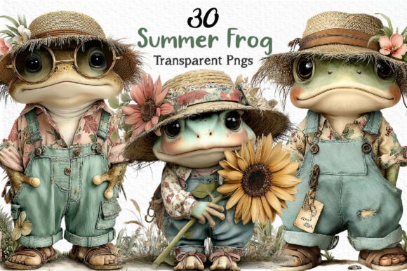 Whimsical Summer Frog Clipart PNG: A Creative Design Asset
